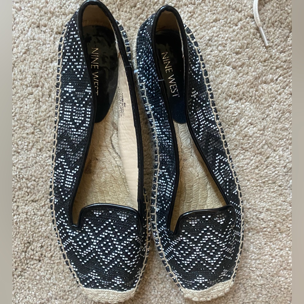 Nine West woman’s size 8 black espadrialles. Worn once